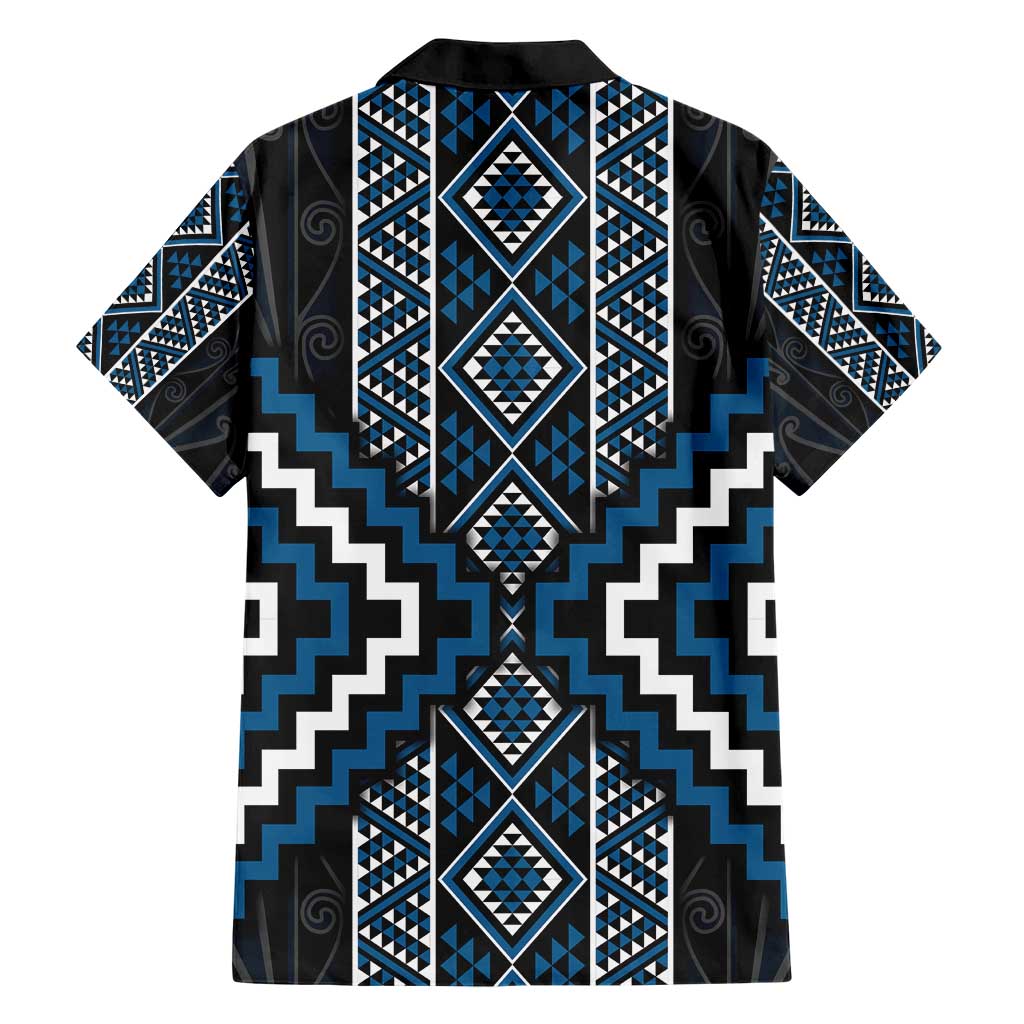 Azure Tukutuku Pattern Aotearoa Hawaiian Shirt Niho Taniwha and Puhoro Motifs - Vibe Hoodie Shop