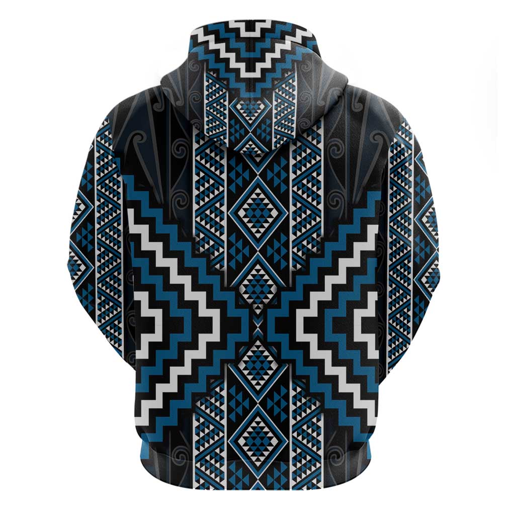 Azure Tukutuku Pattern Aotearoa Hoodie Niho Taniwha and Puhoro Motifs LT7 - Vibe Hoodie Shop