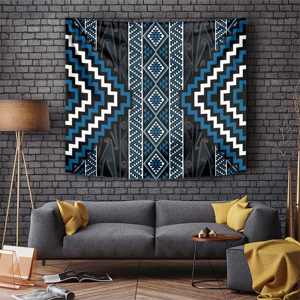 Azure Tukutuku Pattern Aotearoa Tapestry Niho Taniwha and Puhoro Motifs - Vibe Hoodie Shop