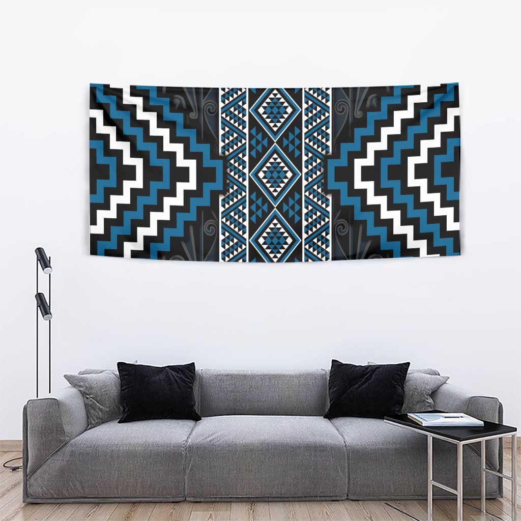 Azure Tukutuku Pattern Aotearoa Tapestry Niho Taniwha and Puhoro Motifs - Vibe Hoodie Shop