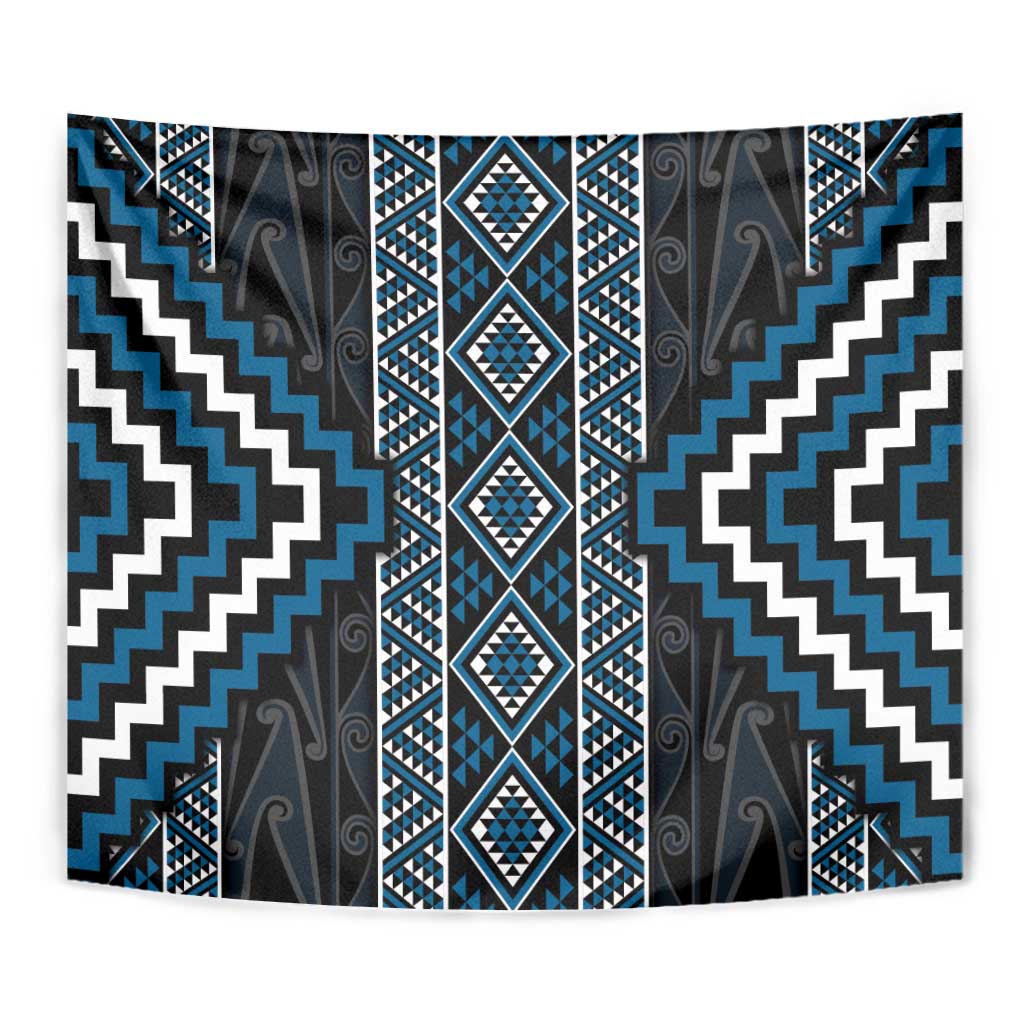 Azure Tukutuku Pattern Aotearoa Tapestry Niho Taniwha and Puhoro Motifs - Vibe Hoodie Shop