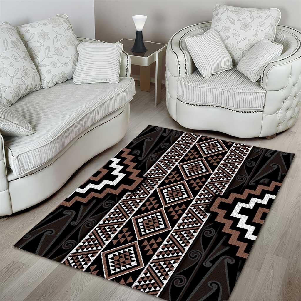 Classic Tukutuku Pattern Aotearoa Area Rug Niho Taniwha and Puhoro Motifs - Vibe Hoodie Shop