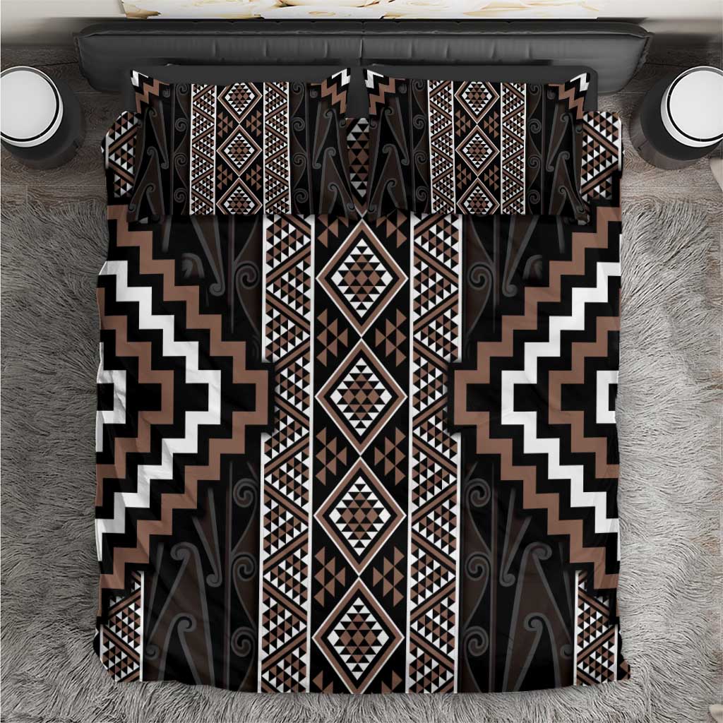 Classic Tukutuku Pattern Aotearoa Bedding Set Niho Taniwha and Puhoro Motifs - Vibe Hoodie Shop