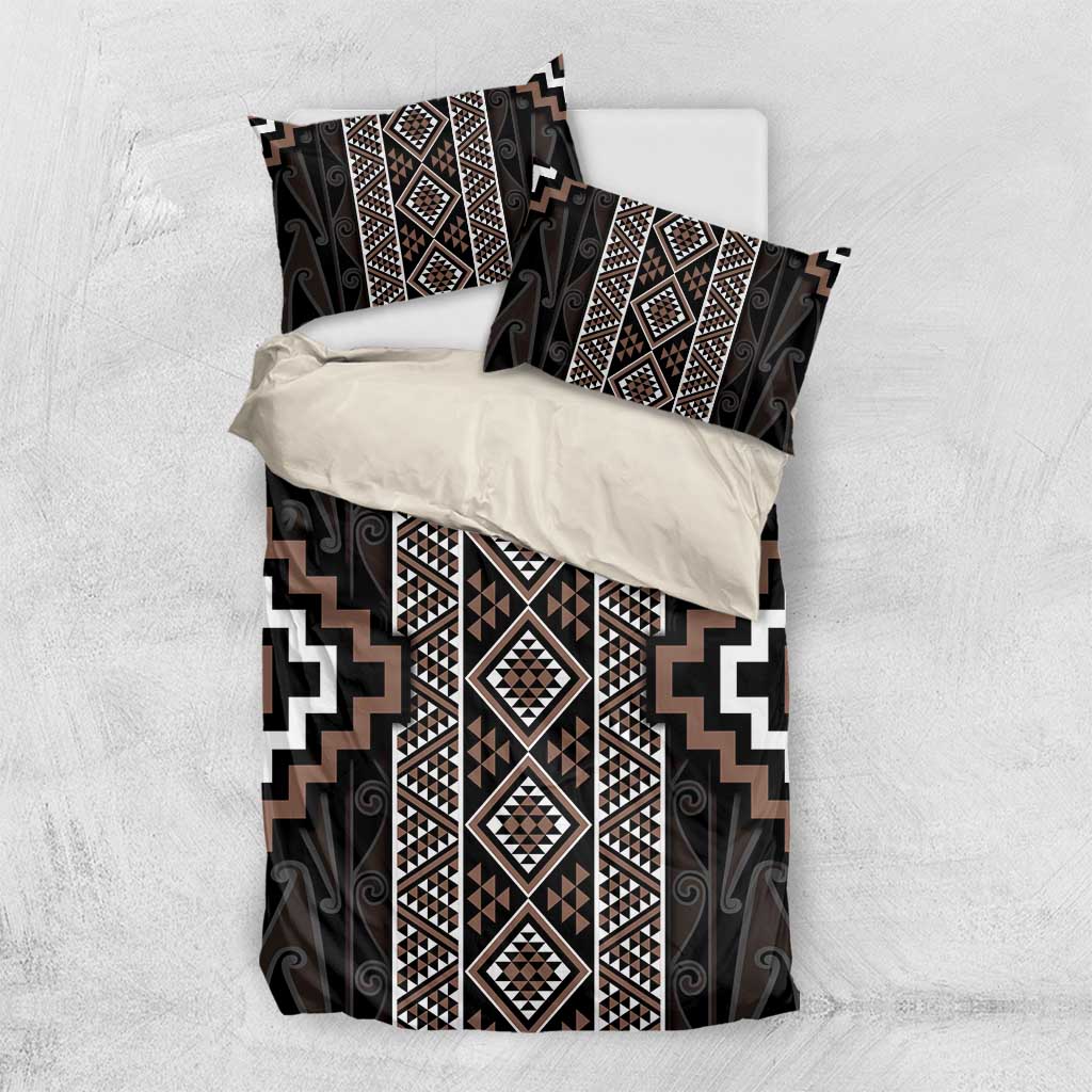Classic Tukutuku Pattern Aotearoa Bedding Set Niho Taniwha and Puhoro Motifs - Vibe Hoodie Shop