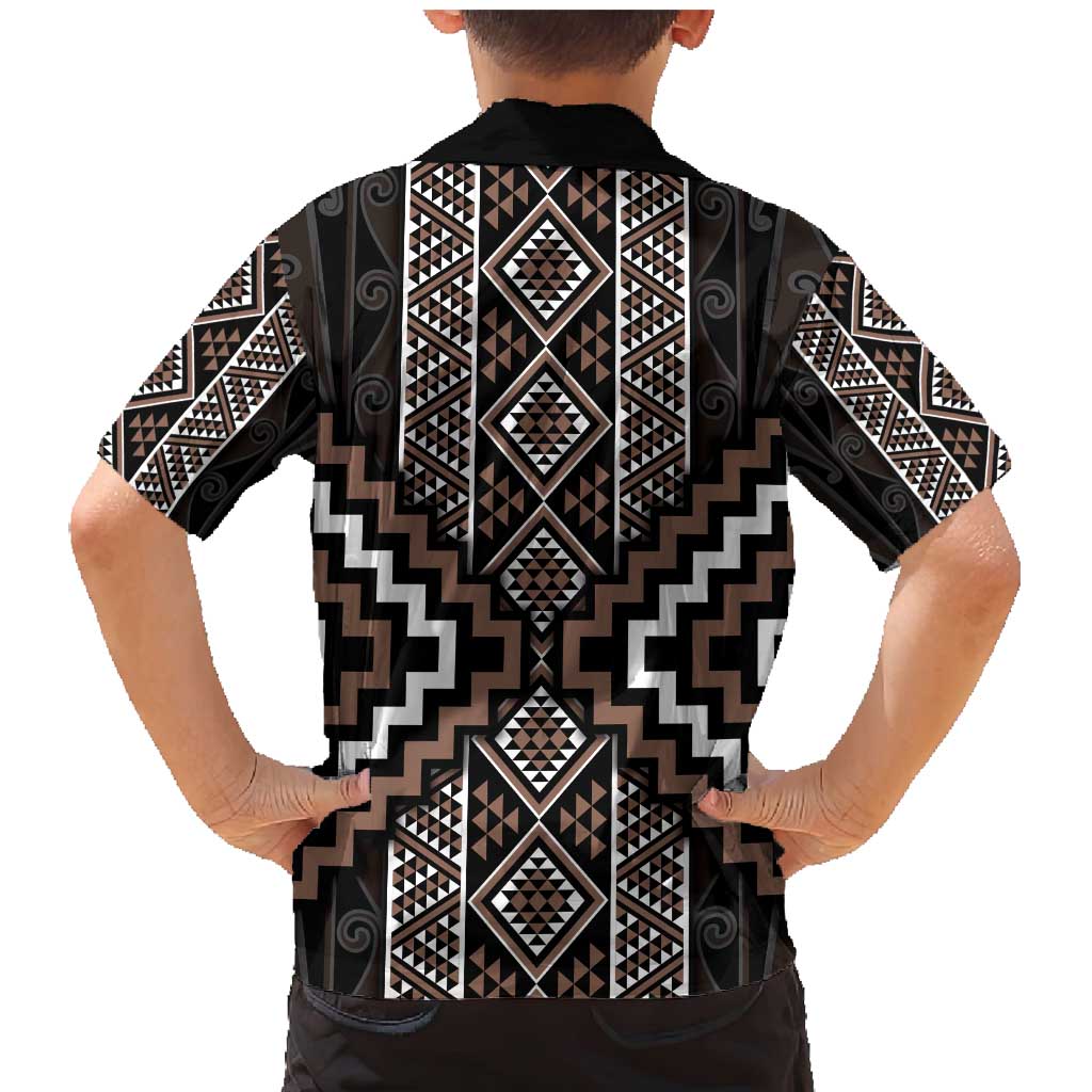 Classic Tukutuku Pattern Aotearoa Family Matching Mermaid Dress and Hawaiian Shirt Niho Taniwha and Puhoro Motifs