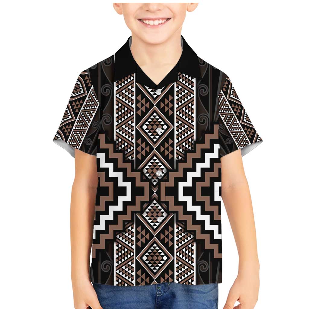 Classic Tukutuku Pattern Aotearoa Family Matching Mermaid Dress and Hawaiian Shirt Niho Taniwha and Puhoro Motifs