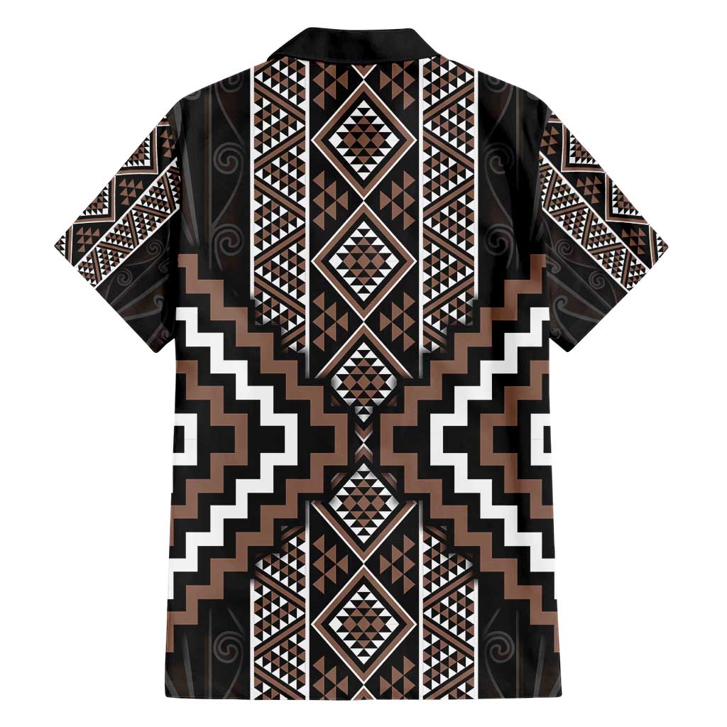 Classic Tukutuku Pattern Aotearoa Family Matching Short Sleeve Bodycon Dress and Hawaiian Shirt Niho Taniwha and Puhoro Motifs