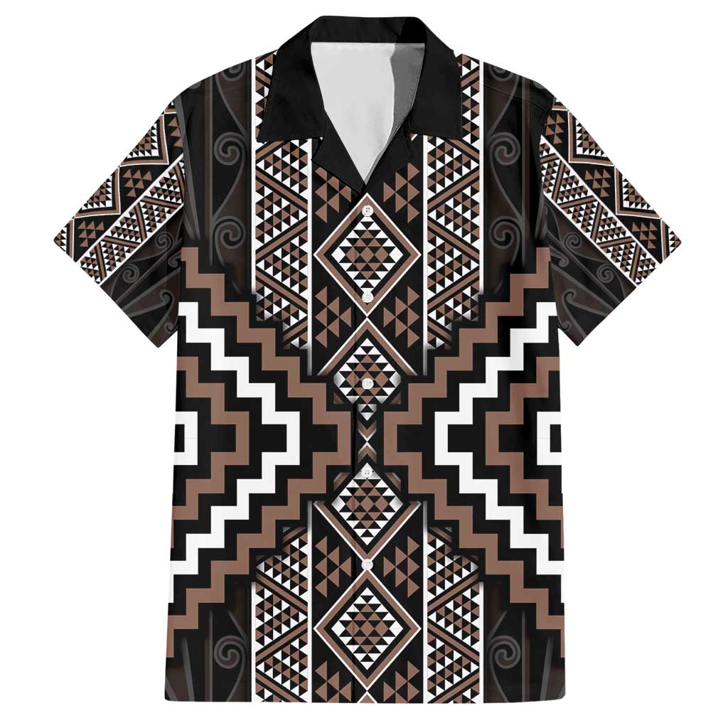 Classic Tukutuku Pattern Aotearoa Hawaiian Shirt Niho Taniwha and Puhoro Motifs - Vibe Hoodie Shop