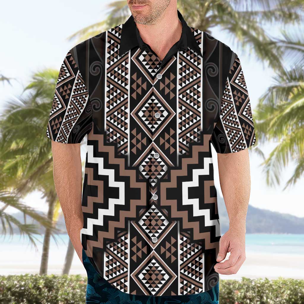 Classic Tukutuku Pattern Aotearoa Hawaiian Shirt Niho Taniwha and Puhoro Motifs - Vibe Hoodie Shop