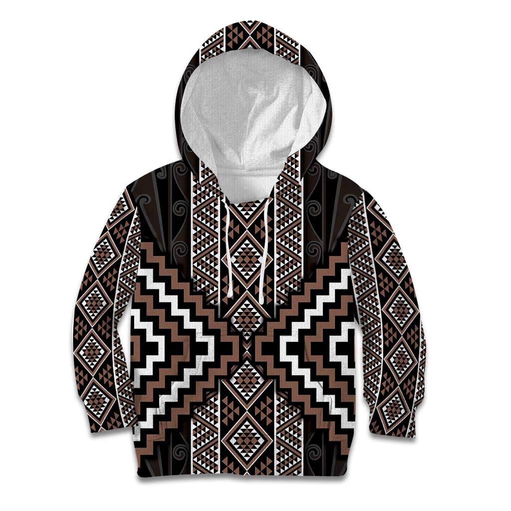 Classic Tukutuku Pattern Aotearoa Kid Hoodie Niho Taniwha and Puhoro Motifs - Vibe Hoodie Shop