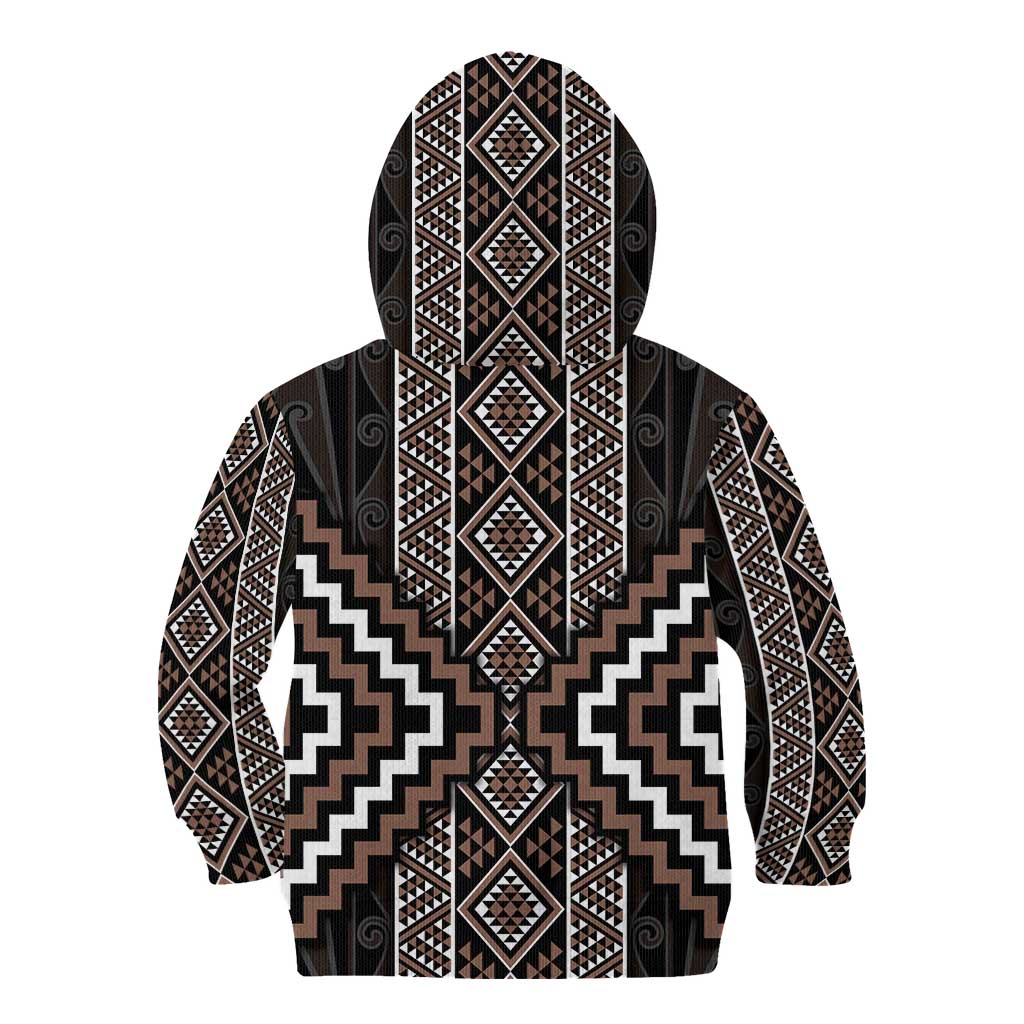 Classic Tukutuku Pattern Aotearoa Kid Hoodie Niho Taniwha and Puhoro Motifs - Vibe Hoodie Shop