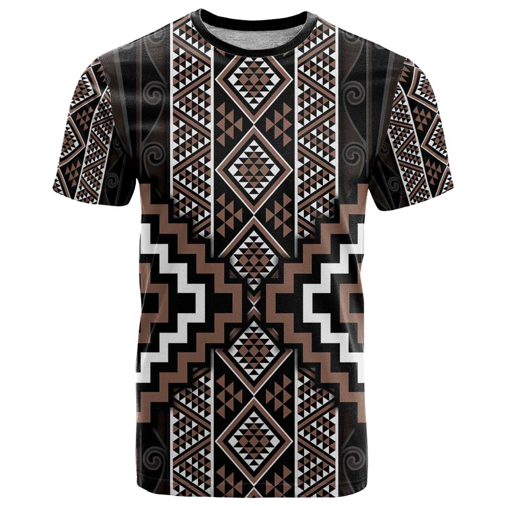 Classic Tukutuku Pattern Aotearoa T Shirt Niho Taniwha and Puhoro Motifs - Vibe Hoodie Shop