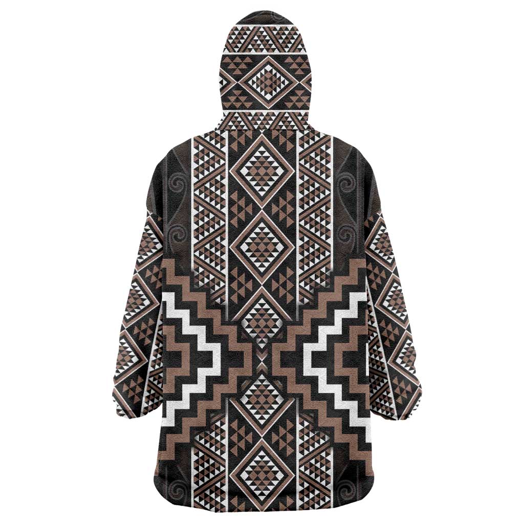 Classic Tukutuku Pattern Aotearoa Wearable Blanket Hoodie Niho Taniwha and Puhoro Motifs - Vibe Hoodie Shop