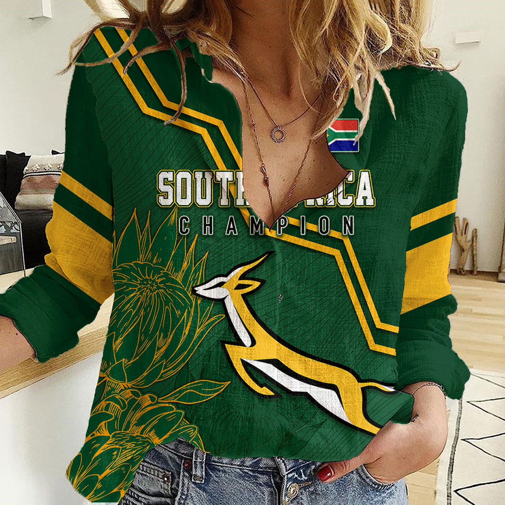 South Africa Rugby 2023 Women Casual Shirt Champions GO Bokke - Vibe Hoodie Shop