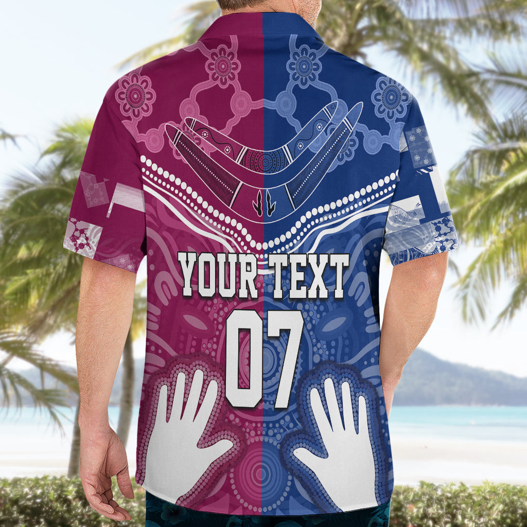 Personalised QLD Maroons Mix NSW Blues Indigenous Hawaiian Shirt Rugby State of Origin - Vibe Hoodie Shop