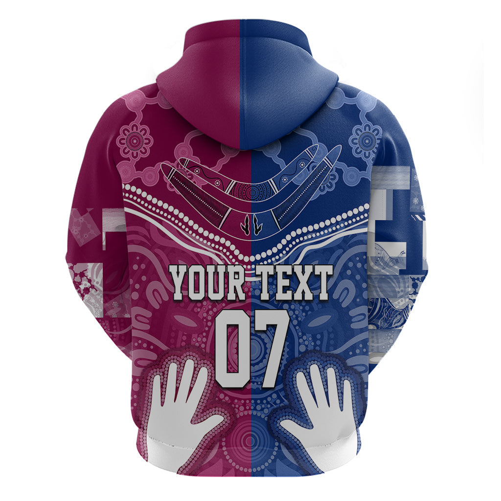 Personalised QLD Maroons Mix NSW Blues Indigenous Hoodie Rugby State of Origin LT7 - Vibe Hoodie Shop