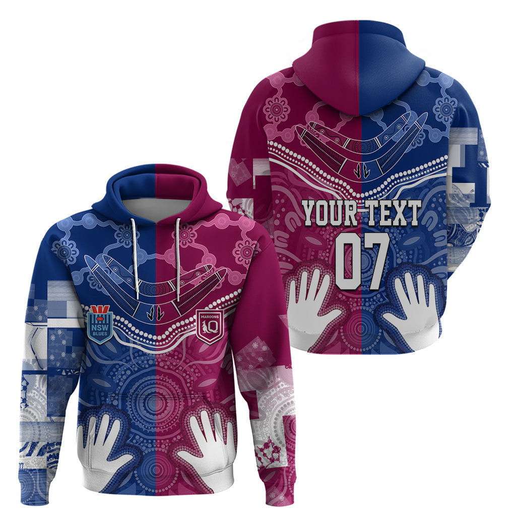 Personalised QLD Maroons Mix NSW Blues Indigenous Hoodie Rugby State of Origin LT7 - Vibe Hoodie Shop