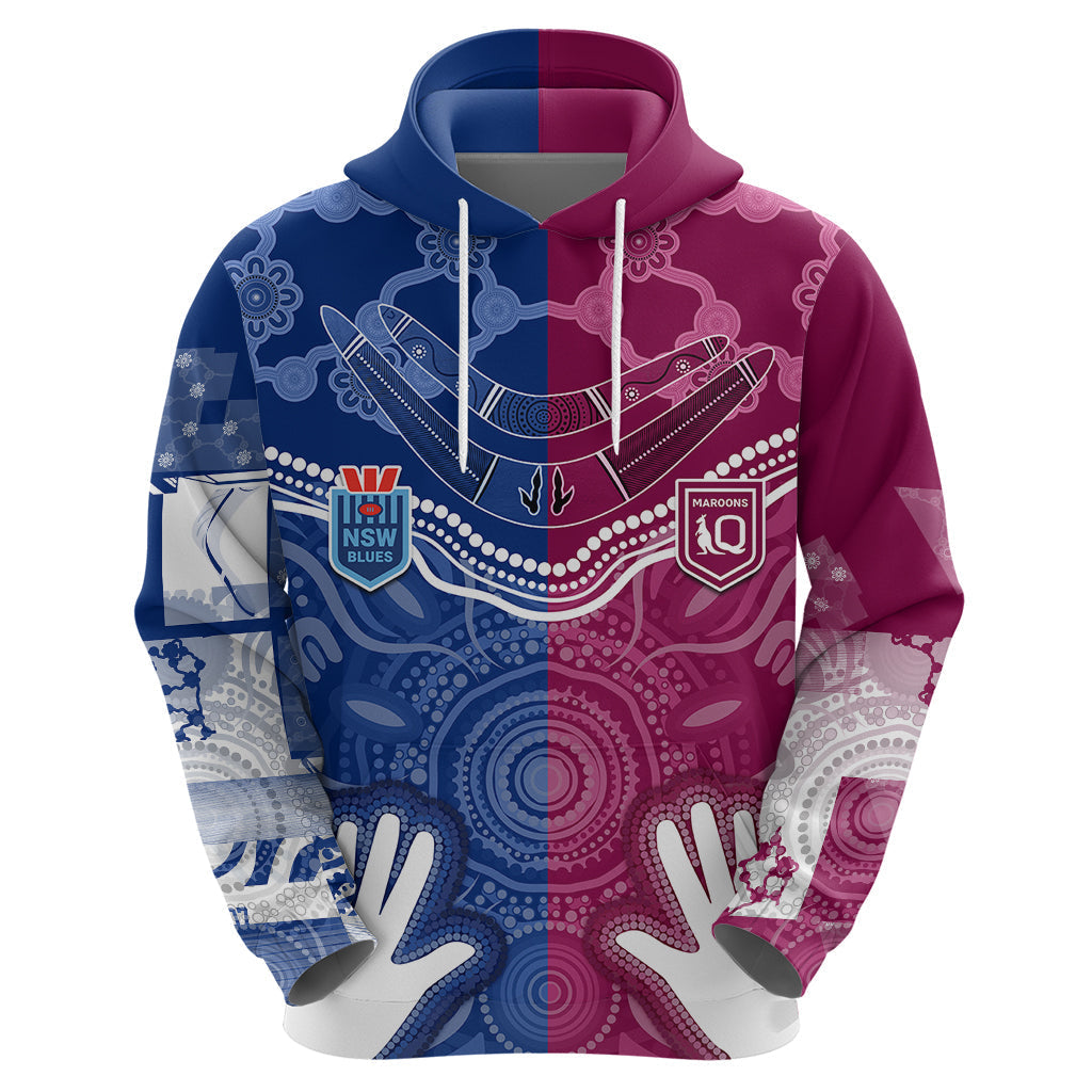 Personalised QLD Maroons Mix NSW Blues Indigenous Hoodie Rugby State of Origin LT7 - Vibe Hoodie Shop