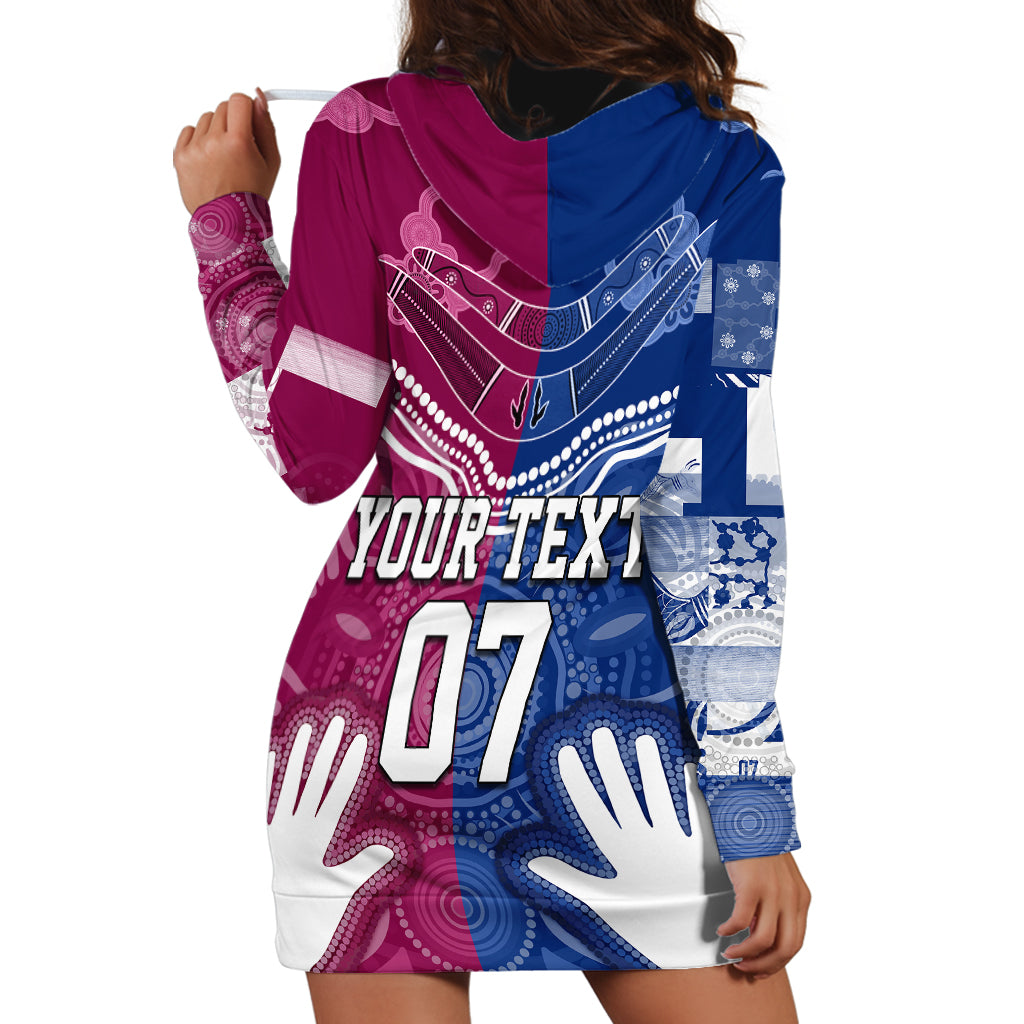 Personalised QLD Maroons Mix NSW Blues Indigenous Hoodie Dress Rugby State of Origin - Vibe Hoodie Shop
