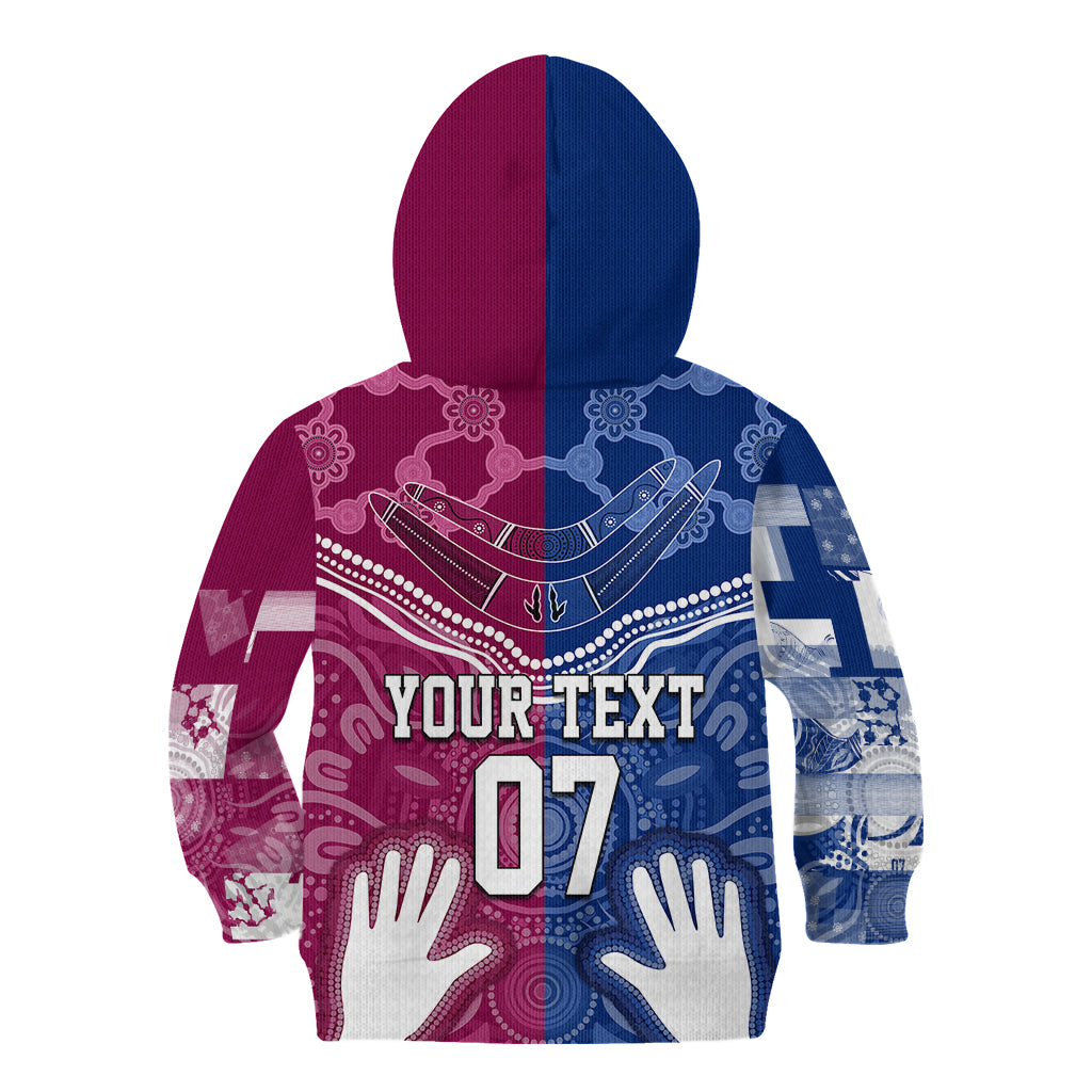 Personalised QLD Maroons Mix NSW Blues Indigenous Kid Hoodie Rugby State of Origin - Vibe Hoodie Shop