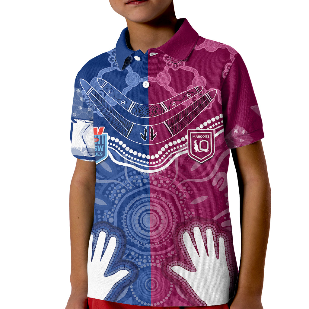 Personalised QLD Maroons Mix NSW Blues Indigenous Kid Polo Shirt Rugby State of Origin - Vibe Hoodie Shop