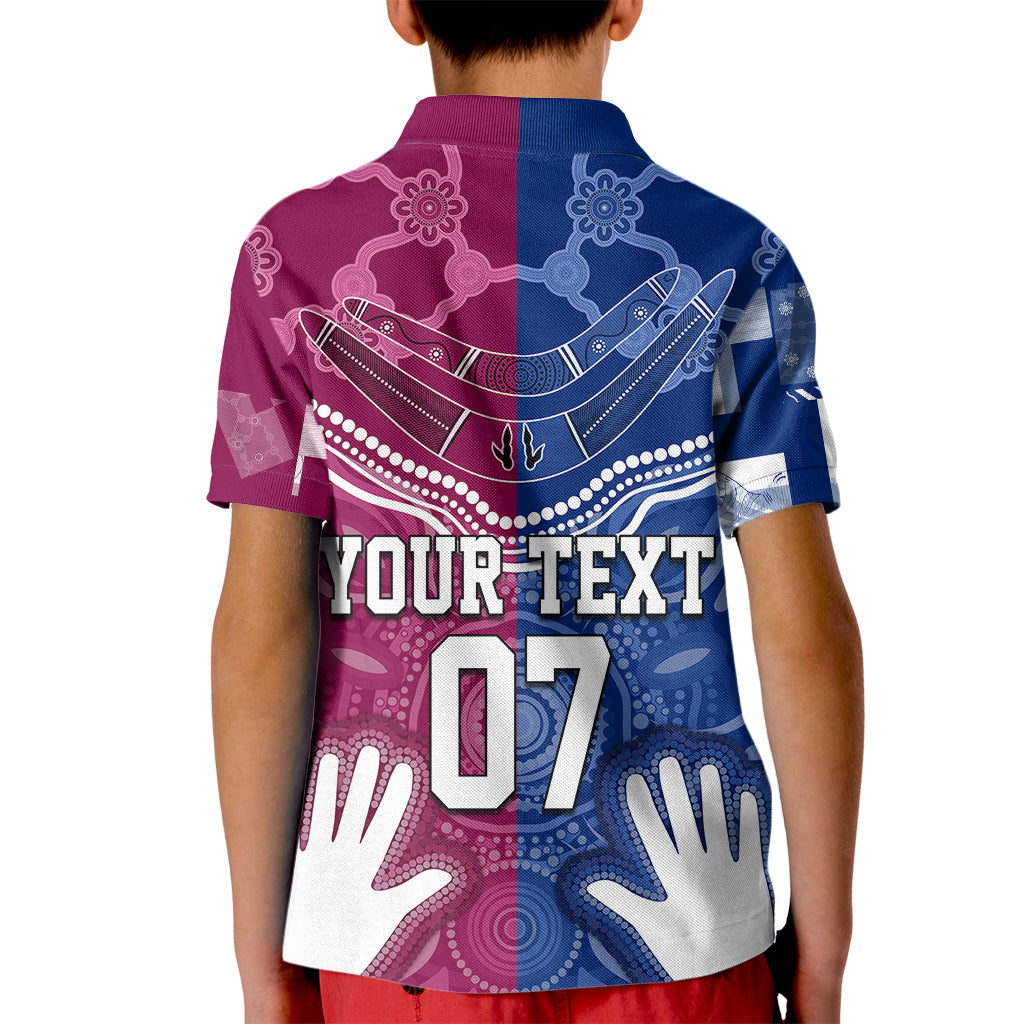 Personalised QLD Maroons Mix NSW Blues Indigenous Kid Polo Shirt Rugby State of Origin - Vibe Hoodie Shop