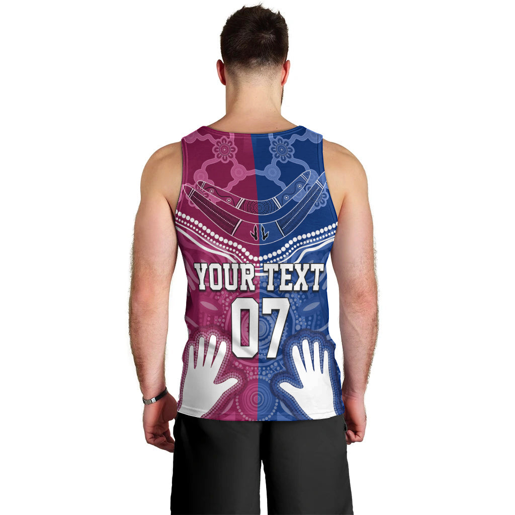 Personalised QLD Maroons Mix NSW Blues Indigenous Men Tank Top Rugby State of Origin - Vibe Hoodie Shop