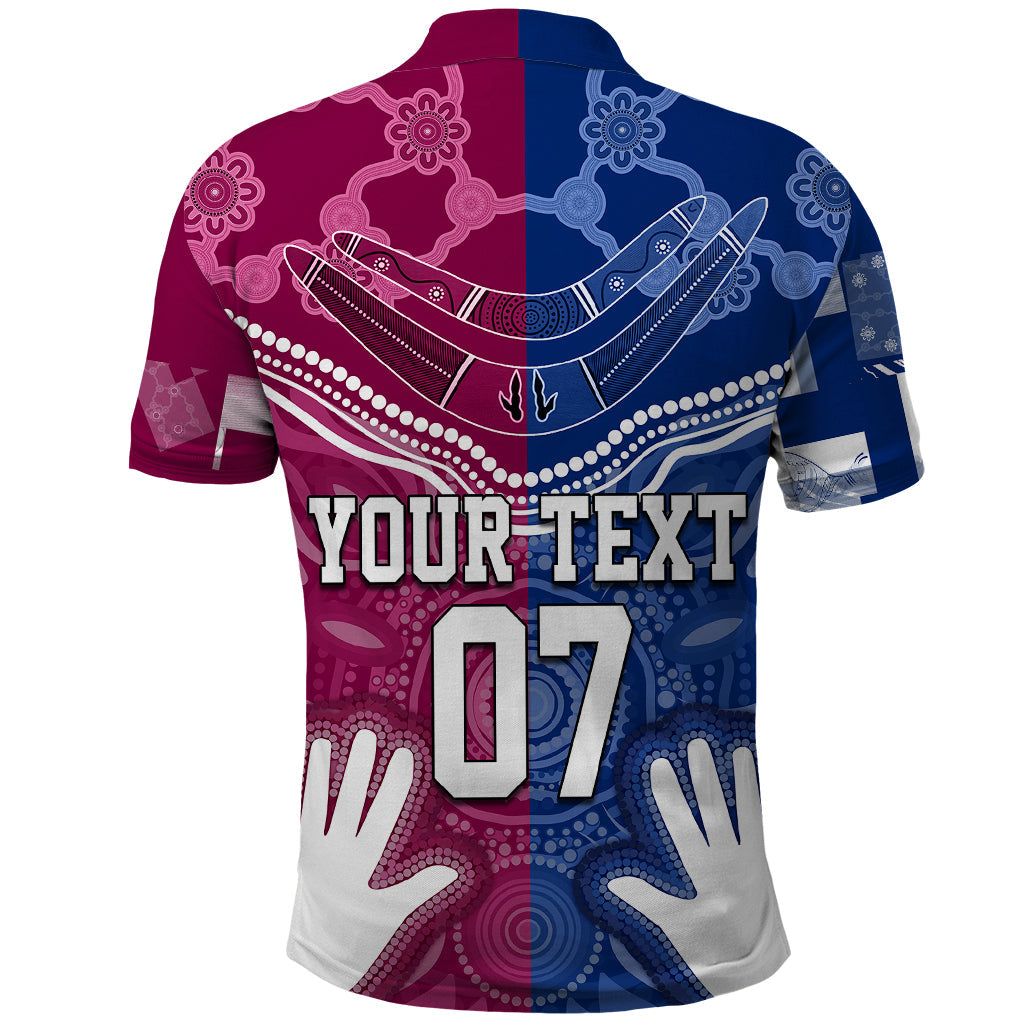 Personalised QLD Maroons Mix NSW Blues Indigenous Polo Shirt Rugby State of Origin - Vibe Hoodie Shop