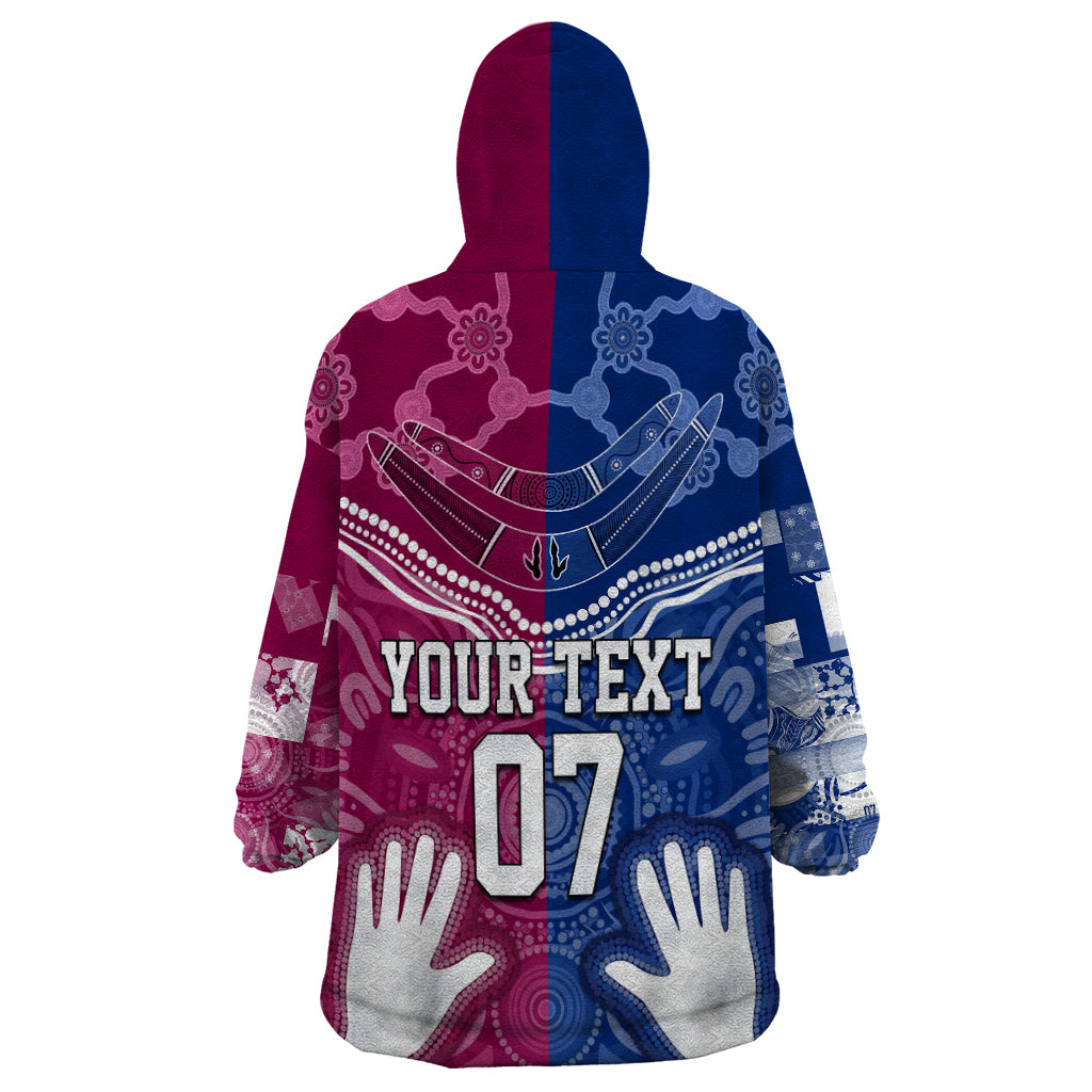 Personalised QLD Maroons Mix NSW Blues Indigenous Wearable Blanket Hoodie Rugby State of Origin - Vibe Hoodie Shop