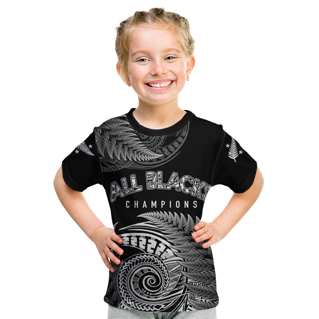 New Zealand Rugby 2023 Kid T Shirt Aotearoa Silver Ferns Champions - Vibe Hoodie Shop