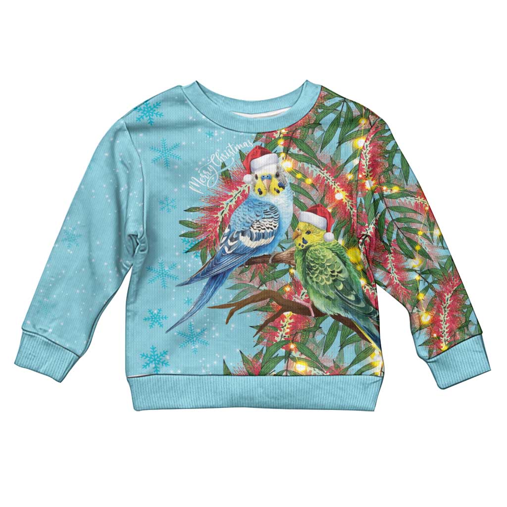 Blue Budgies on Callistemon Kid Ugly Christmas Sweater Merry Christmas Aussie - Vibe Hoodie