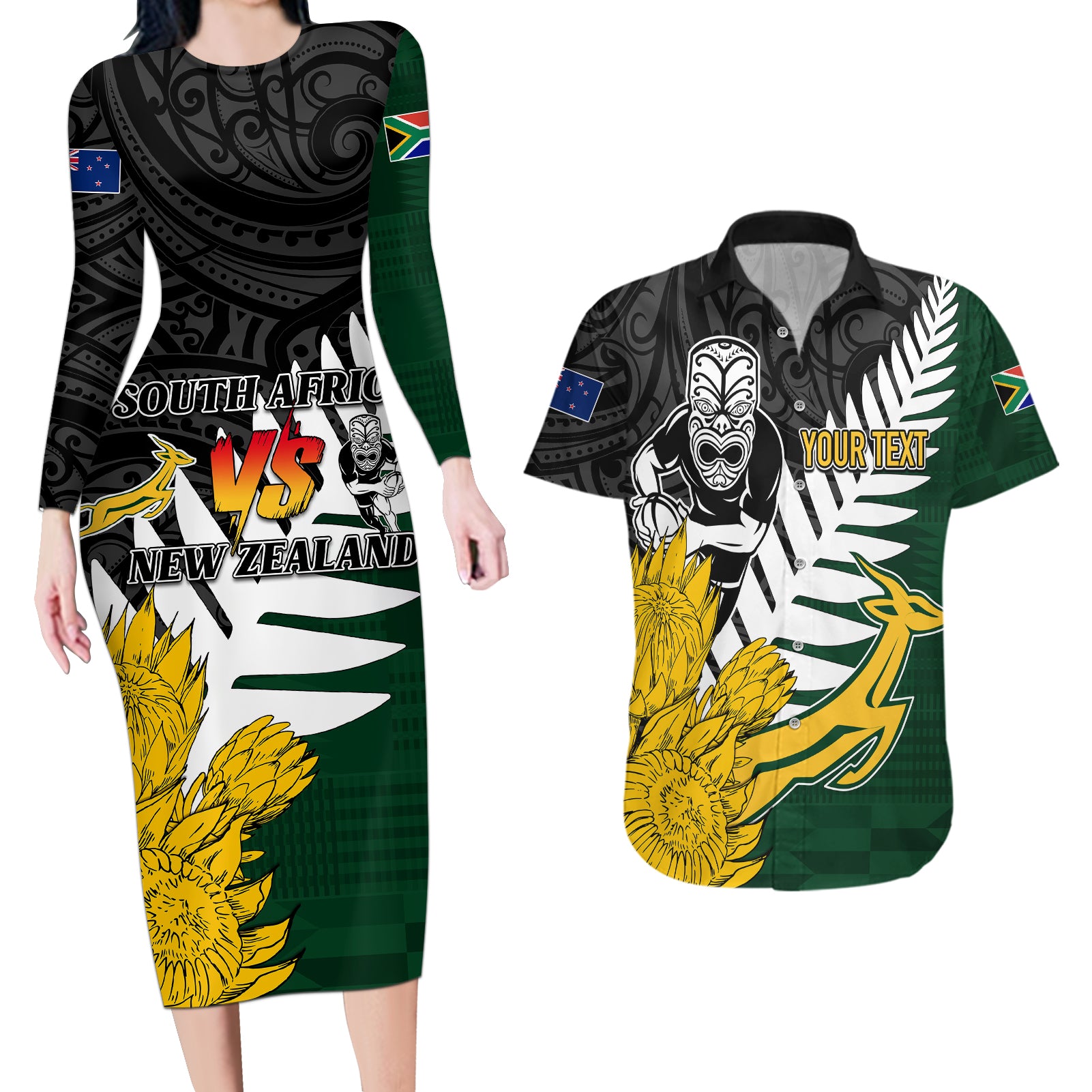 personalised-new-zealand-vs-south-africa-rugby-couples-matching-long-sleeve-bodycon-dress-and-hawaiian-shirt-rivals-tribal-style