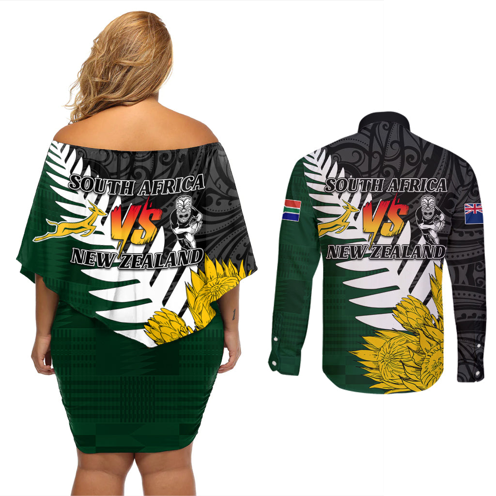personalised-new-zealand-vs-south-africa-rugby-couples-matching-off-shoulder-short-dress-and-long-sleeve-button-shirts-rivals-tribal-style