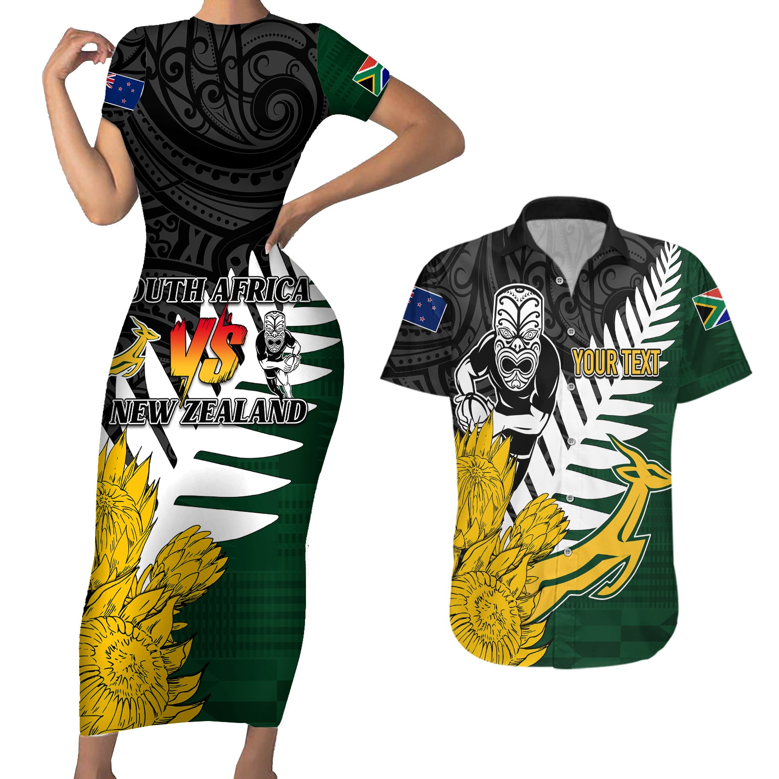 personalised-new-zealand-vs-south-africa-rugby-couples-matching-short-sleeve-bodycon-dress-and-hawaiian-shirt-rivals-tribal-style