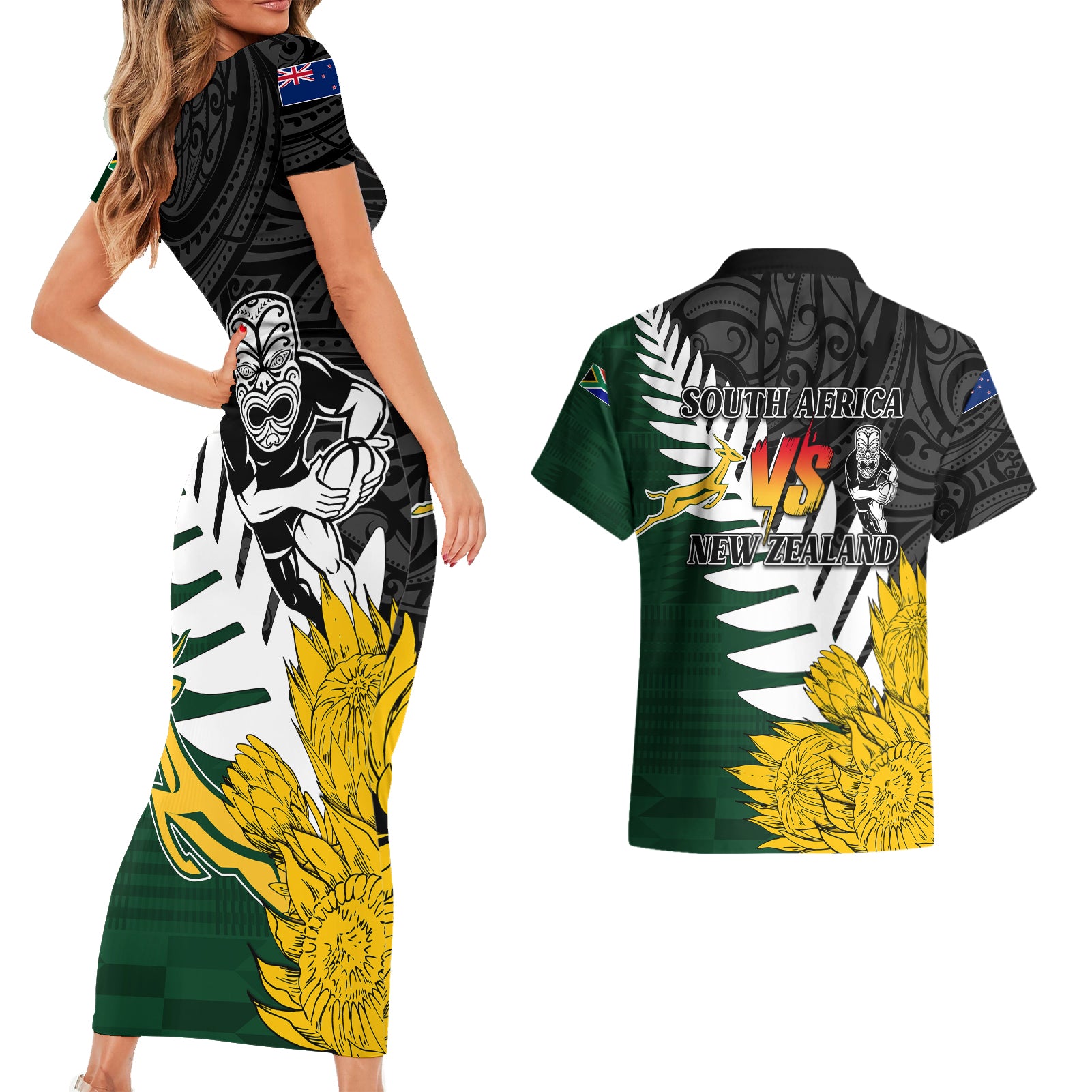 personalised-new-zealand-vs-south-africa-rugby-couples-matching-short-sleeve-bodycon-dress-and-hawaiian-shirt-rivals-tribal-style
