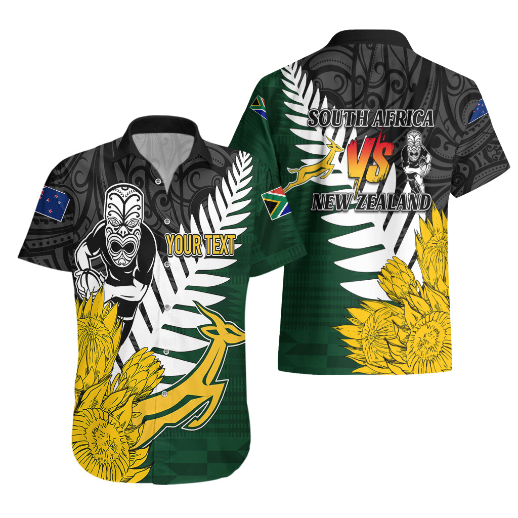 Personalised New Zealand Vs South Africa Rugby Hawaiian Shirt Rivals - Tribal Style - Vibe Hoodie Shop