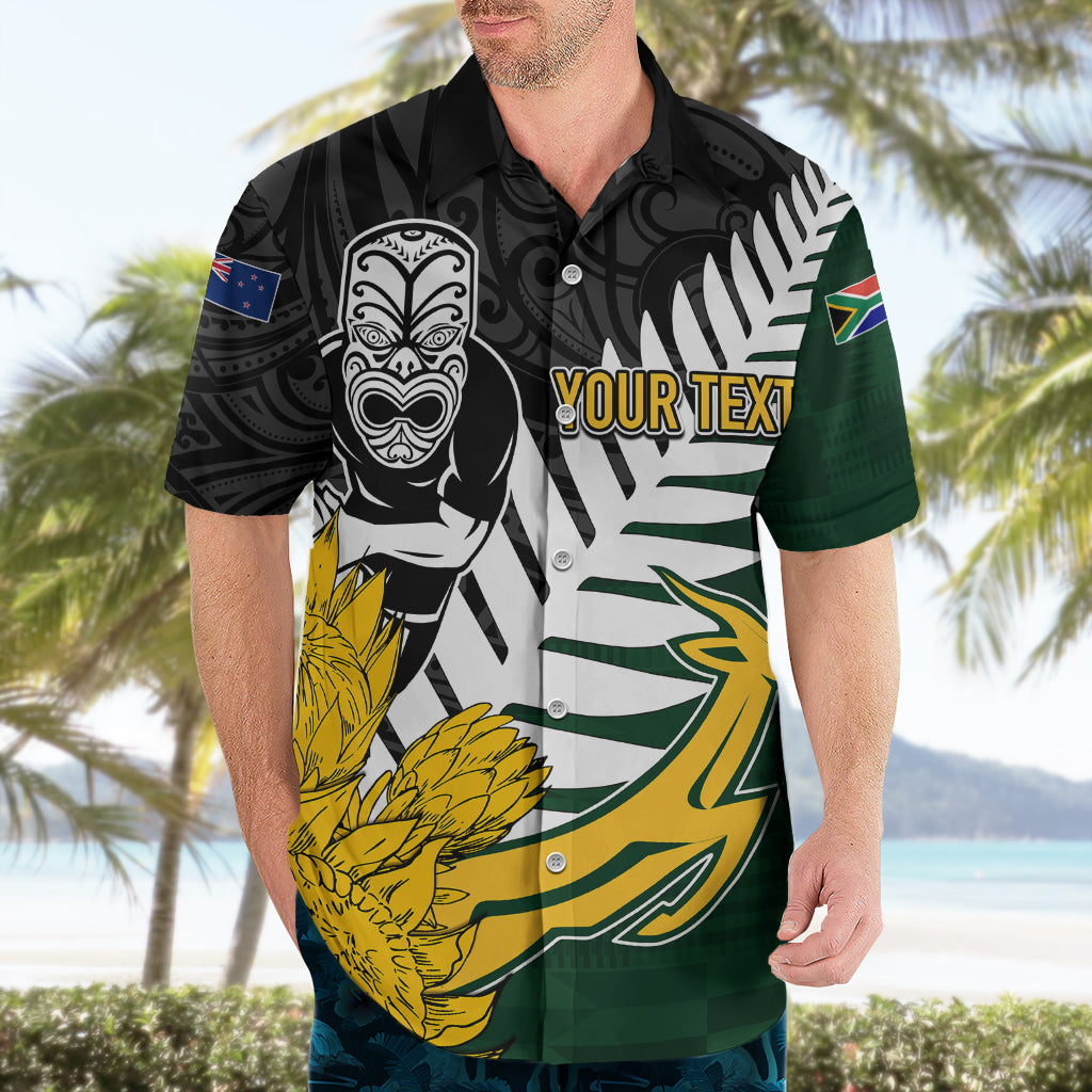 Personalised New Zealand Vs South Africa Rugby Hawaiian Shirt Rivals - Tribal Style - Vibe Hoodie Shop