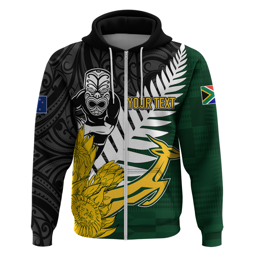 Personalised New Zealand Vs South Africa Rugby Hoodie Rivals - Tribal Style LT7 - Vibe Hoodie Shop