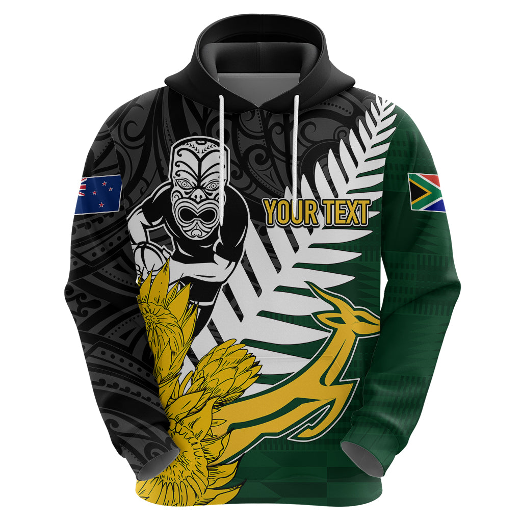 Personalised New Zealand Vs South Africa Rugby Hoodie Rivals - Tribal Style LT7 - Vibe Hoodie Shop
