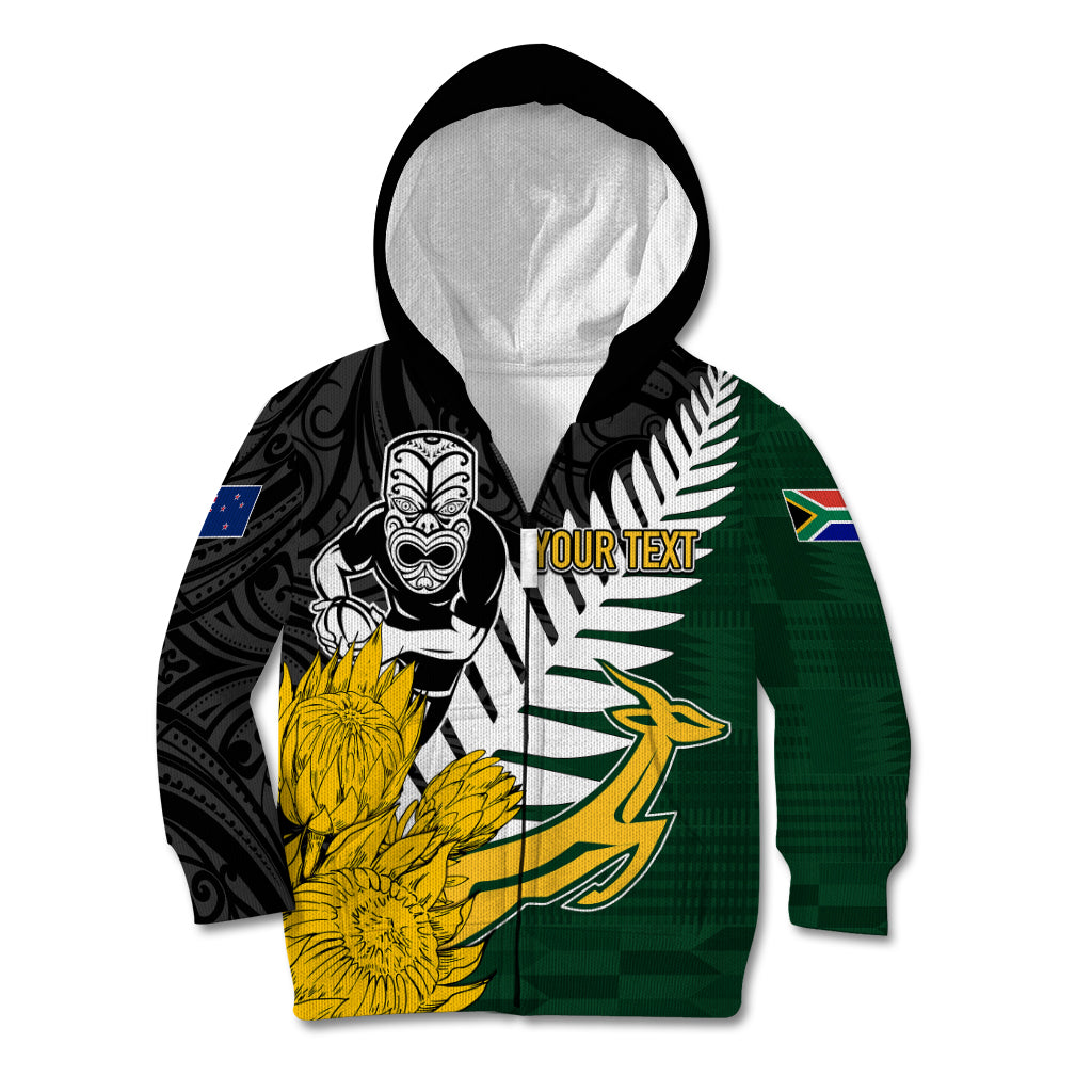 Personalised New Zealand Vs South Africa Rugby Kid Hoodie Rivals - Tribal Style - Vibe Hoodie Shop
