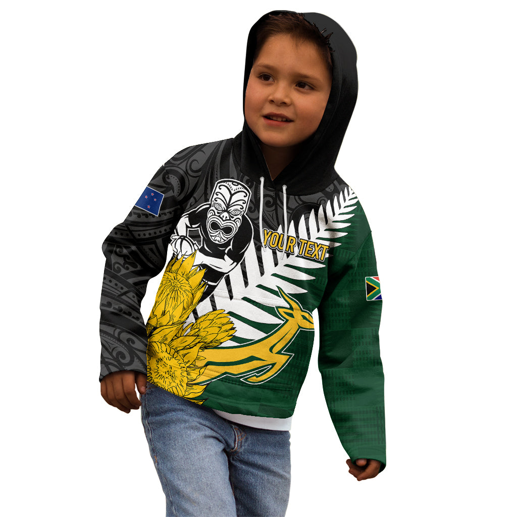Personalised New Zealand Vs South Africa Rugby Kid Hoodie Rivals - Tribal Style - Vibe Hoodie Shop