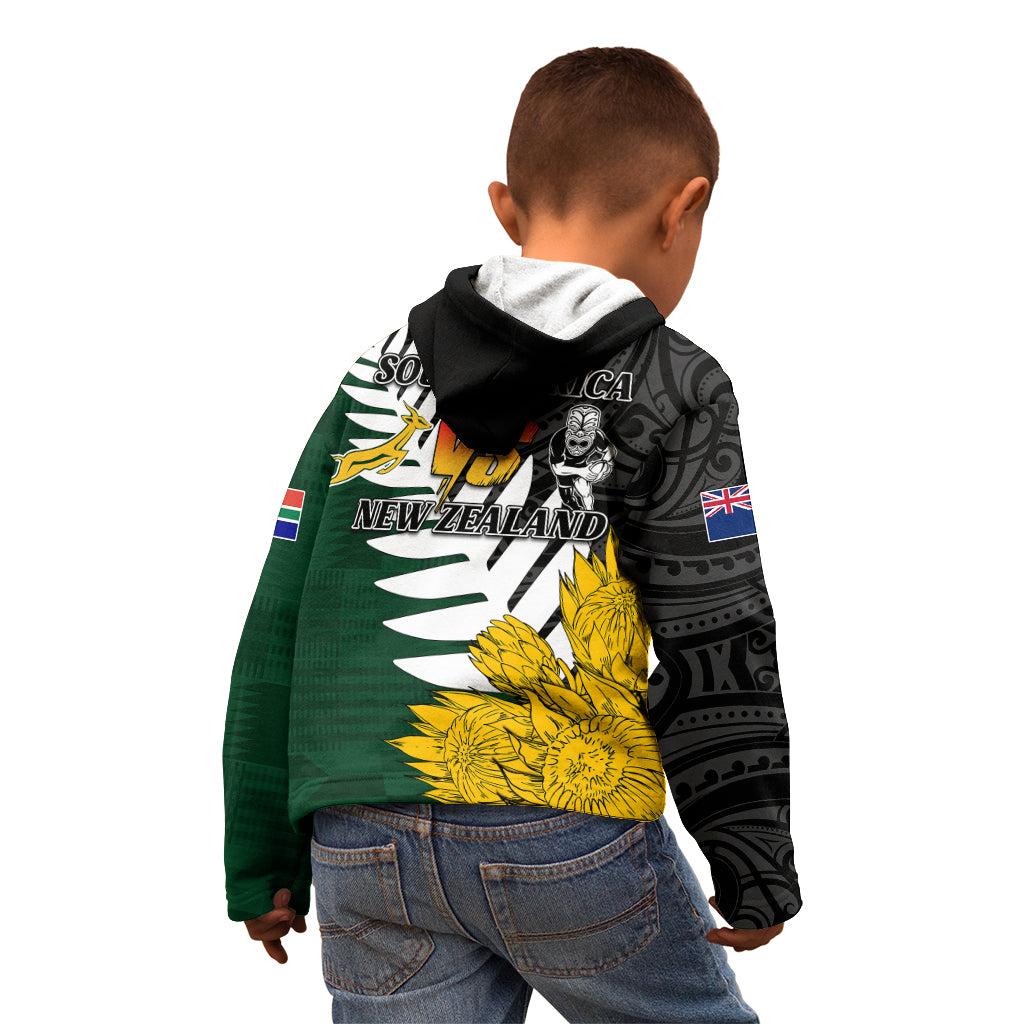 Personalised New Zealand Vs South Africa Rugby Kid Hoodie Rivals - Tribal Style - Vibe Hoodie Shop