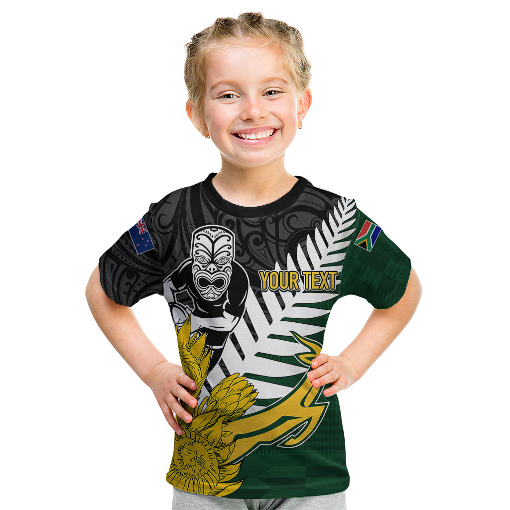 Personalised New Zealand Vs South Africa Rugby Kid T Shirt Rivals - Tribal Style - Vibe Hoodie Shop