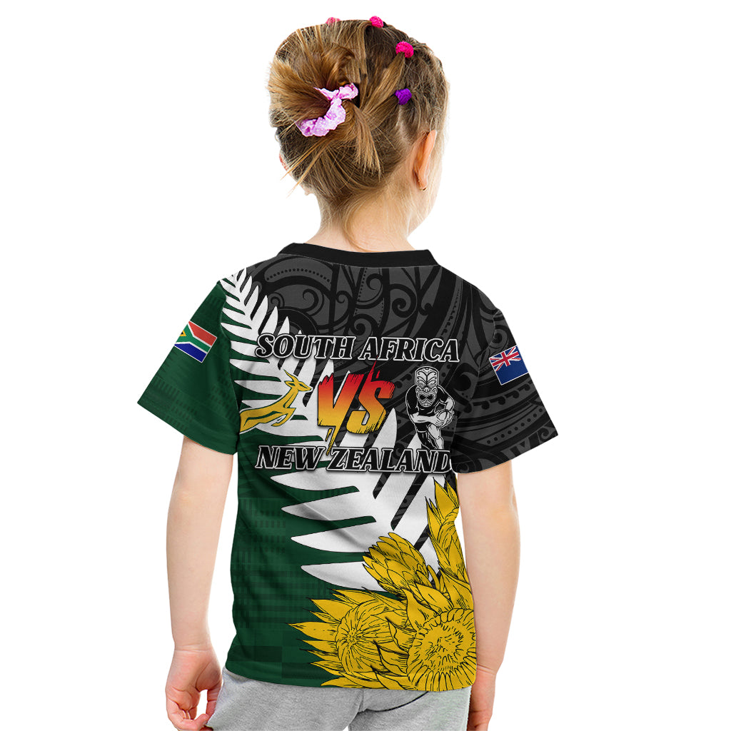 Personalised New Zealand Vs South Africa Rugby Kid T Shirt Rivals - Tribal Style - Vibe Hoodie Shop