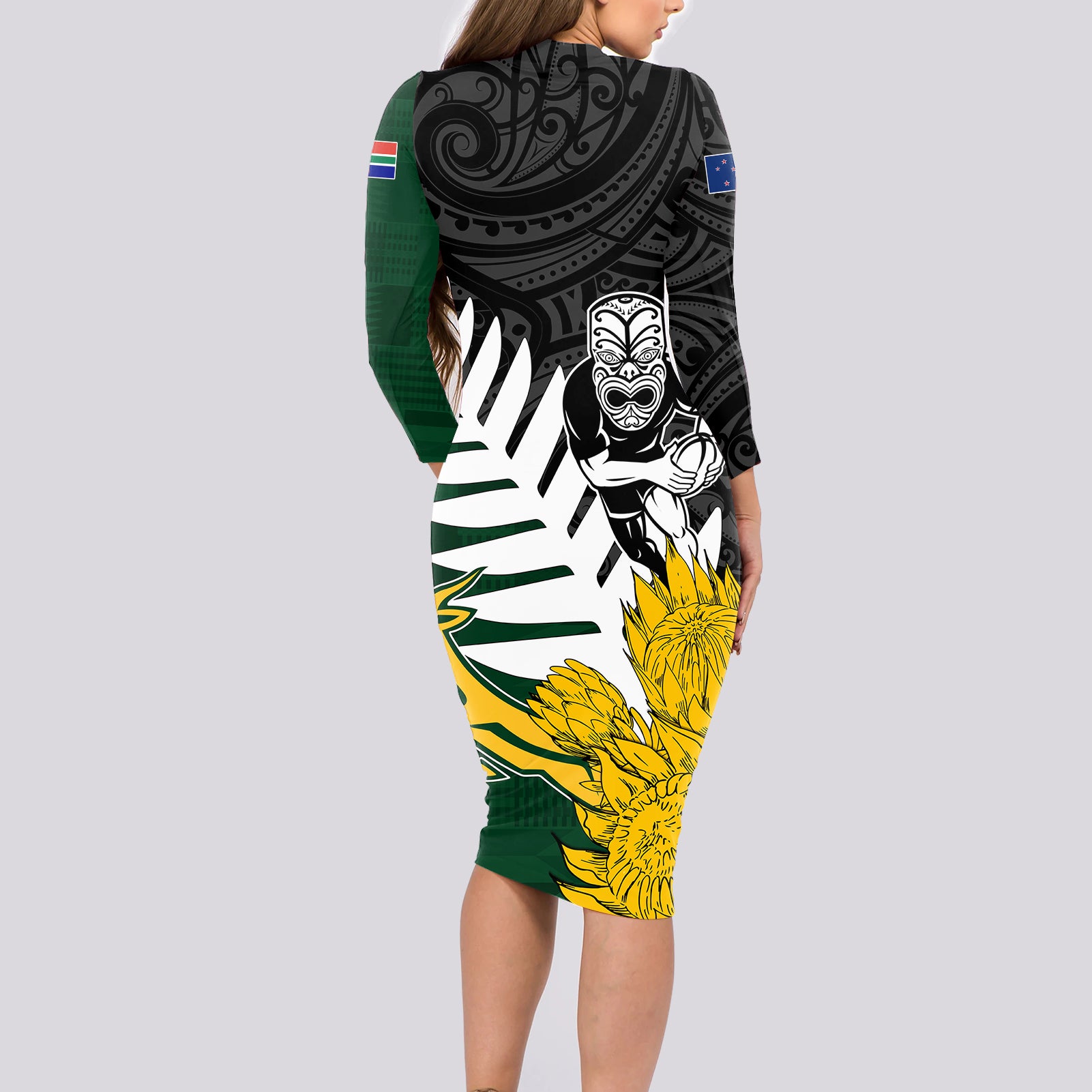 personalised-new-zealand-vs-south-africa-rugby-long-sleeve-bodycon-dress-rivals-tribal-style
