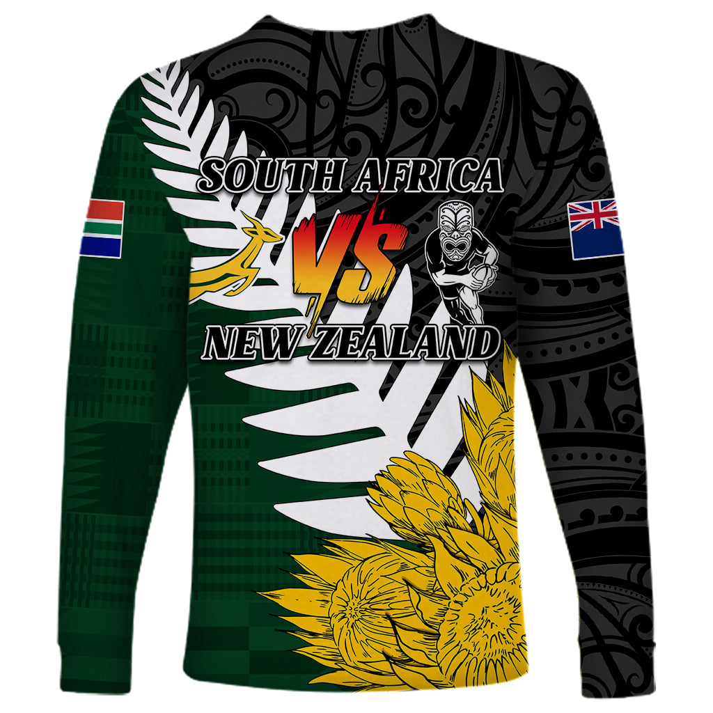 Personalised New Zealand Vs South Africa Rugby Long Sleeve Shirt Rivals - Tribal Style - Vibe Hoodie Shop
