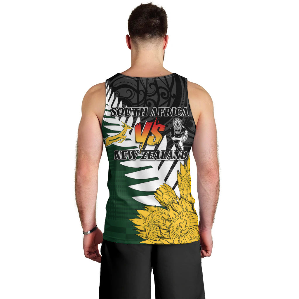 Personalised New Zealand Vs South Africa Rugby Men Tank Top Rivals - Tribal Style - Vibe Hoodie Shop