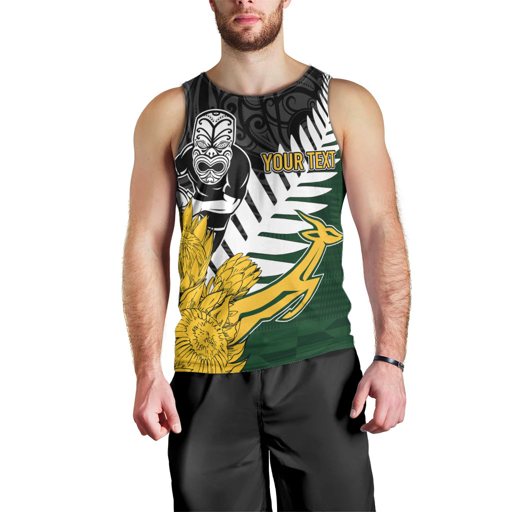 Personalised New Zealand Vs South Africa Rugby Men Tank Top Rivals - Tribal Style - Vibe Hoodie Shop