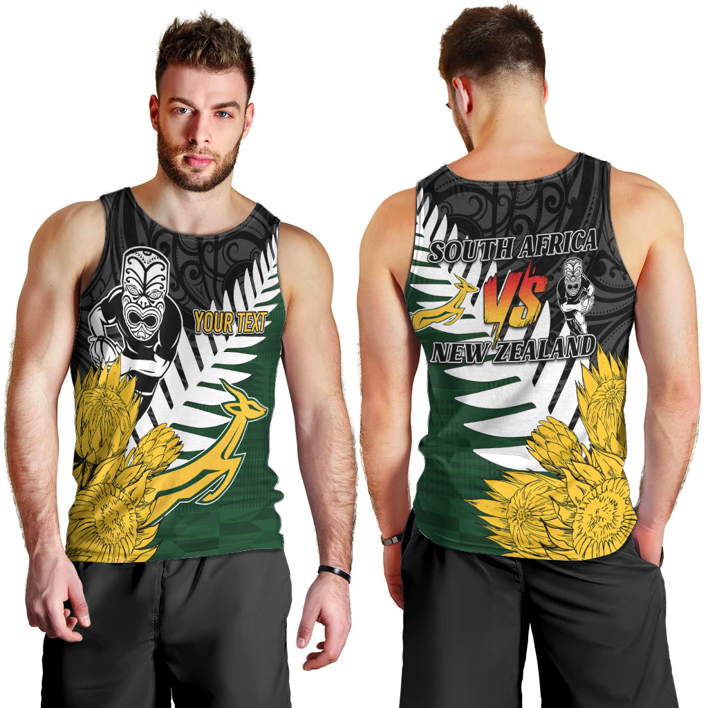 Personalised New Zealand Vs South Africa Rugby Men Tank Top Rivals - Tribal Style - Vibe Hoodie Shop
