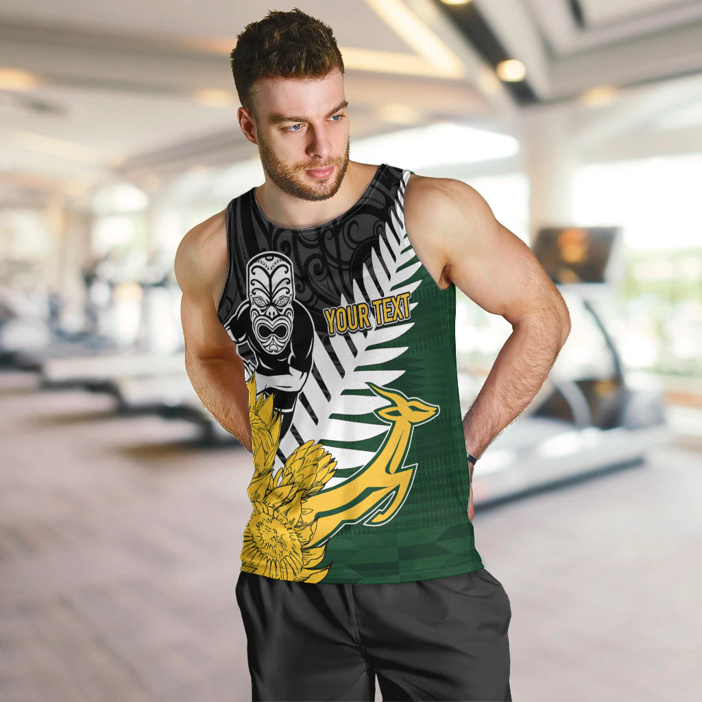 Personalised New Zealand Vs South Africa Rugby Men Tank Top Rivals - Tribal Style - Vibe Hoodie Shop